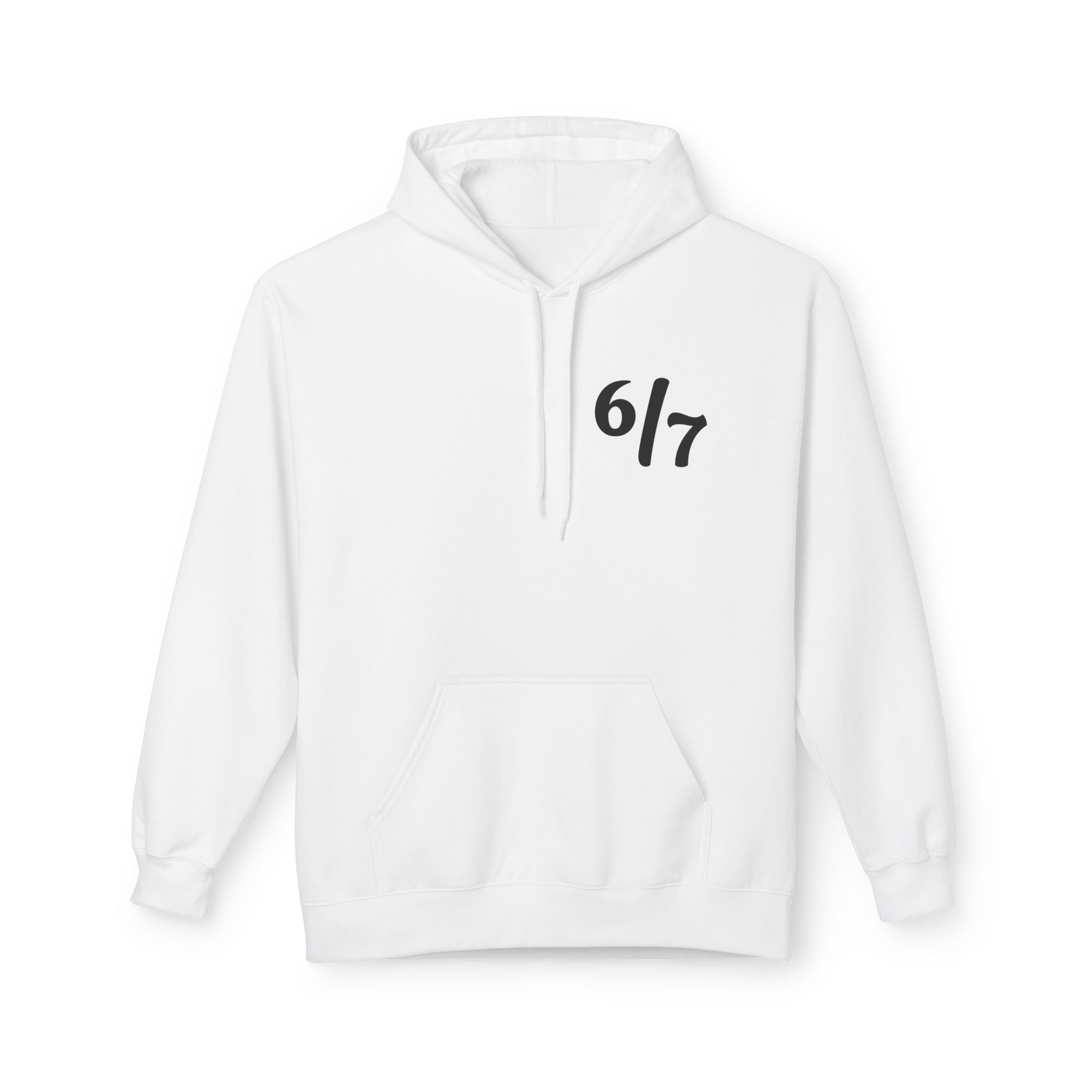 SIX SEVEN Hoodie - "6/7" Minimal Logo Hoodie with Open Hands "SIX SEVEN" Back Design